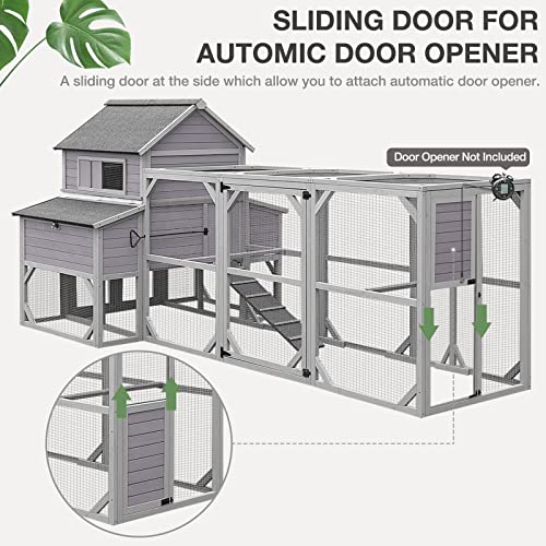 Chicken Coop for 10 Chicken Extra Large Outdoor Chicken House with Two Large Nesting Box, Leakproof Pull-on Tray and UV-Resistant Roof Panel