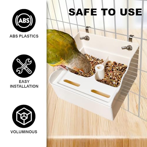 No Mess Bird Feeder for Cage, 3 in 1 Parrot Cage Feeder and Food Bowl with Fruit Vegetable Holder, Bird Bath for Cage, Perfect for Small and Medium Parrots, Conures, Parakeet