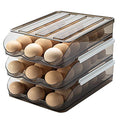 Egg Holder for Refrigerator Auto Scrolling Organizer Plastic Stackable Storage Container Reusable Clear Tray Box Basket Bin Lid Drawer Carrier Keeper(3 Layer) - size: 3 layers