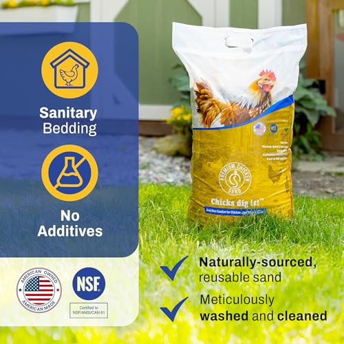Premium Chicken Sand 50 lbs – Dust-Free, Odor-Control Bedding for Chicken Coops, Nesting Boxes, and Runs – Natural Poultry Litter - size: 1 Pack