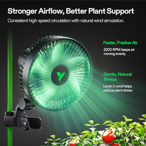 VIVOSUN AeroWave A6 Grow Tent Clip Fan, 6" Auto Oscillating Fan, 1-Pack | Secure Non-Slip Clamp, Strong Air Circulating, Low Noise, US Patented Circulation Fan for Hydroponic Ventilation - size: 1 Pack