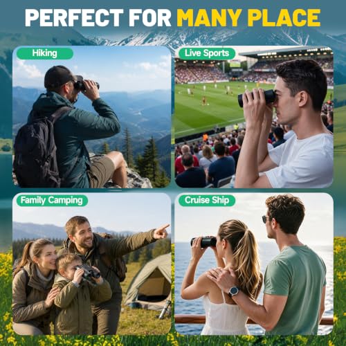 8x32 Binoculars for Adults High Powered with Phone Adapter | Large View Binoculars with Clear Low Light Vision BAK4 Prism FMC Lens Compact Binocular for Bird Watching Cruise Travel