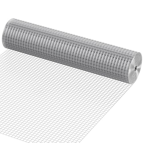 VEVOR Hardware Cloth, 1/2 inch 24in x 25 ft 19 Gauge, Hot Dipped Galvanized Wire Mesh Roll, Chicken Wire Fencing, Wire Mesh for Rabbit Cages, Garden, Small Rodents - size: 24'' x 25'