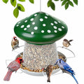 Bird Feeder, Heavy Duty Metal Bird Feeders for Outdoor Hanging | Wild Birdfeeder, 3LB Capacity, 4 Perches, Sturdy, Cute Mushroom Shape, For Outside Garden Yard - color: Green