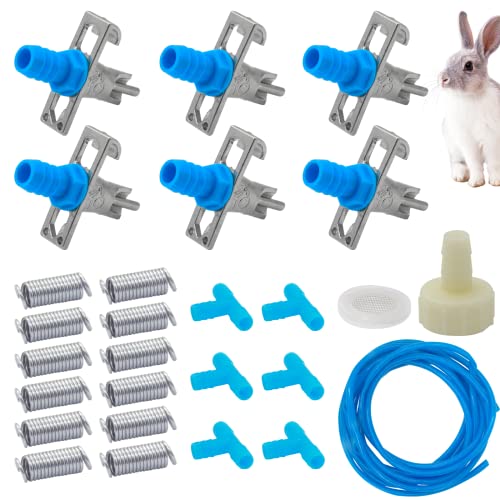 Automatic Rabbit Watering Kit Include 6 Nipple Drinker Feeders, ID 5/16" Hose, Barb Fittings to G1/2" Thread Connector | Automatic rabbit watering kit, 6 nipple drinkers, 5/16" hose, barb fittings G1/2" connector, poultry watering system