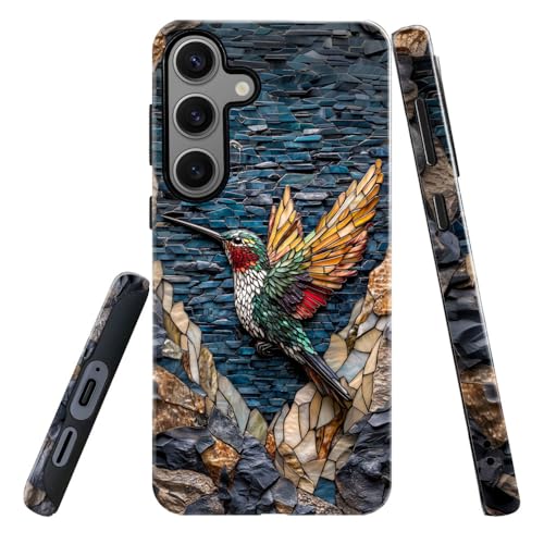 Compatible with Samsung Galaxy S24 FE Case,Glossy Case All-Round Protection Shockproof Anti-Scratches TPU Cover,Cases for Man Woman-Hummingbird Stained Glass - color: Hummingbird Stained Glass, size: Galaxy S24 FE