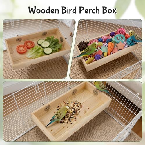 Bird Foraging Toys Box, Wooden Foraging for Birds, Colorful, L | Wooden Foraging and Shredding Toy for Birds, Bird Box for Mental Stimulation - color: Wood Color, Multicolor, size: Large