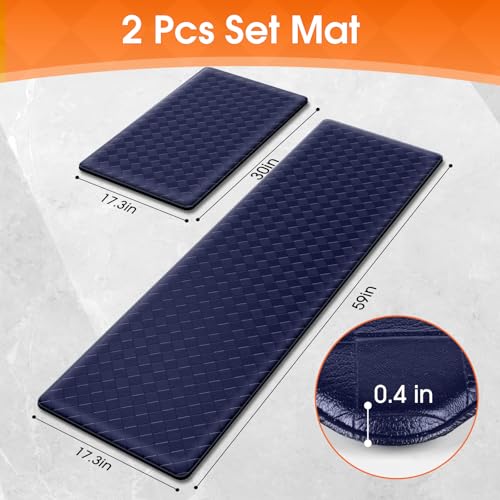 TranquilRelax 2-Piece Kitchen Mats, Cushioned Non-Slip Floor Mats, Blue | Kitchen mats for floor, water-resistant anti fatigue mats for kitchen floor,laundry & entryway, 17.3 x 30 and 17.3 x 59 in - color: Blue, size: 2-Piece | 30"+59" | Standard