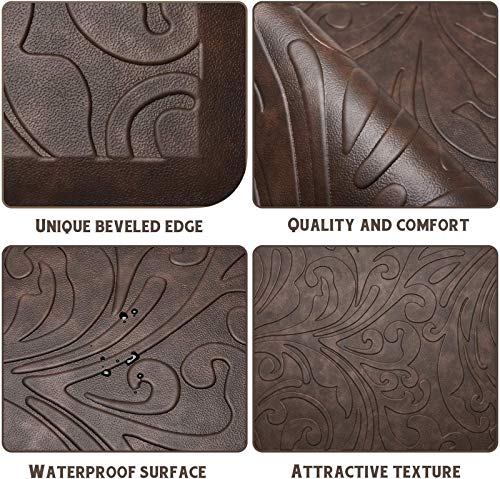 Kitchen Mat Cushioned Anti-Fatigue Comfort Standing Mat Rug for Home,Office | Waterproof Non-Slip Ergonomic Comfort Rug for Sink,Laundry,Desk 17.3" x 28", Brown - color: Brown, size: 1'5" x 2'4" (Rectangular)