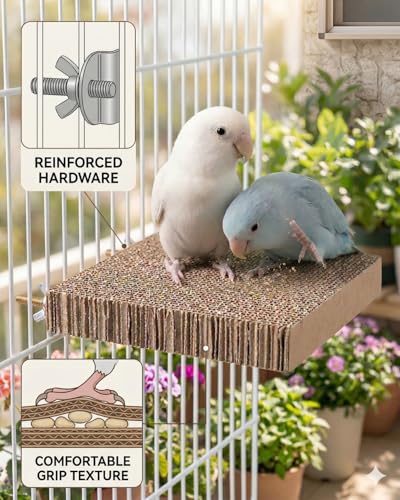 2-Pack 7.9 Inch Bird Platform Perch | Foraging & Shredding Toy for Parakeets Cockatiels Conures | Chewable Cardboard Perch Stand for Small Parrots Cage