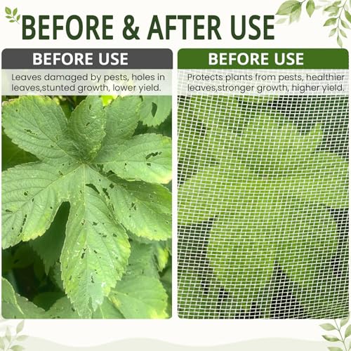 10Ft x 10Ft Garden Netting, Fine Mesh Insect Netting for Plant Protection, Mosquito Bug Bird Barrier Mesh Cover for Vegetables Fruits Flowers Raised Beds | Mosquito Bug Bird Animal Pest Barrier Netting for Garden Row Cover Raised Bed Greenhouse Vegetable
