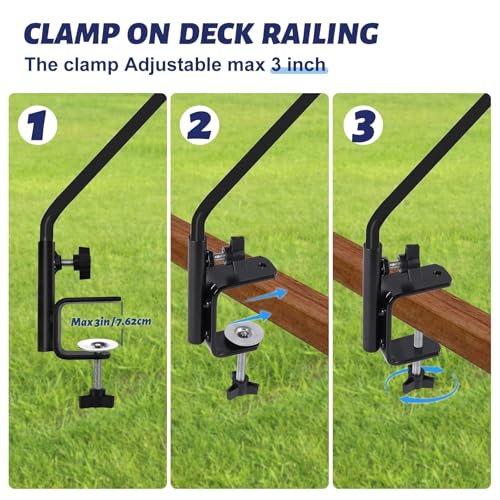 ERYTLLY 2 Packs 3 Inch Clamp 28" Long Deck Hook Wall Pole Wall ounted Deck Hook Extensible and Adjustable Wal!Bracket for Hanging Bird Feeder,Plants,Wind Chimes - size: Deck Hook - 28 Inch - 2 Packs