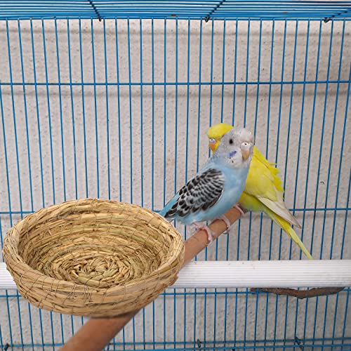 Patelai 4 Pcs Bird Nest Handmade Woven Flat Base Dove Bird House Breeding Nest Small Animal Cage Accessories for Pigeon Parrot Budgie Parakeet Cockatiel Hamster Gerbil Pig(8.66 Inch) - size: 8.66 Inch