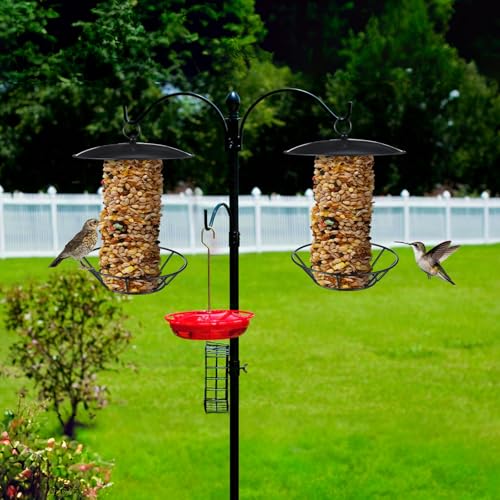 Bird Seed Cylinder Holder Wild Bird Feeder for Suet Cakes,Black | Hanging Hanger with Roof, Metal Mesh Holds Round Suet Cakes, Attracts Backyard Wildlife to Garden Outdoor Feeding Station - color: Black