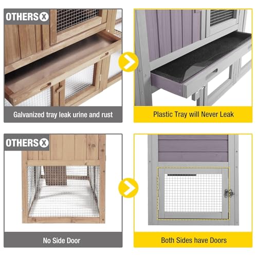 Aivituvin Chicken Coop Outdoor Rabbit Hutch Expandable Indoor Cage for Bunny, Small Chicken, Quail, Duck 57" L