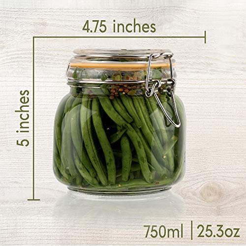 Glass Jar with Airtight Lid 24 oz | Food Storage Jar, Wide Mouth, Leak Proof Kitchen Canister - size: 24 oz
