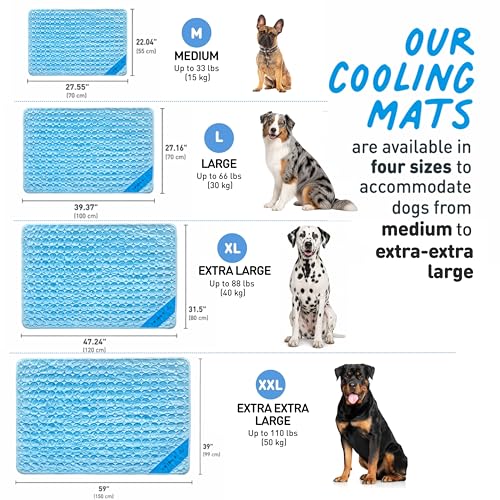 INSPECTOR TAIL Dog Cooling Mat, Indoor & Outdoor, XL Self Cooling Pad | No Freeze Needed, Breathable, Washable, Portable Cooling Mat for Dogs with Travel Bag, Fits Car, Crate, Floor & Bed, 47"x31" - size: Blue- 47.24" x 31.5"