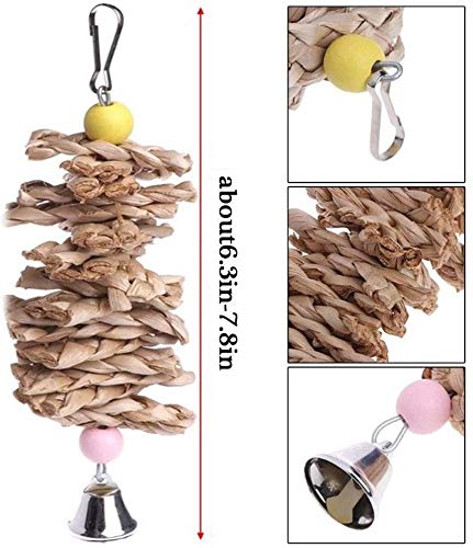 Hamiledyi Parrot Toys Chewing Bird Toy Cuttle Bone Beak Grinding Cage Hanging Bell Toys for African Greys Amazon Conure Eclectus Budgies Parakeet Cockatiel Hamster Chinchilla Rabbit 3 Pack