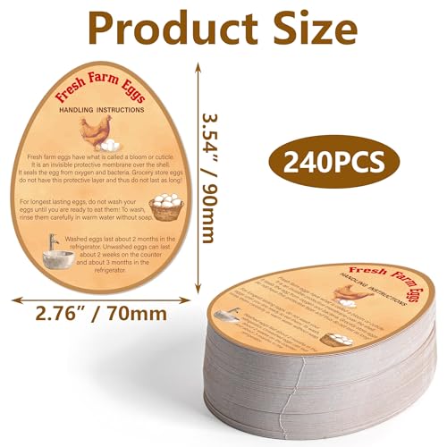 240 Pcs Egg Handling Instruction Cards Fresh Egg Farm Sign | 3.54 x 2.76 inch,Double-Sided Printing Sales Accessories for Egg Cartons & Farm Displays