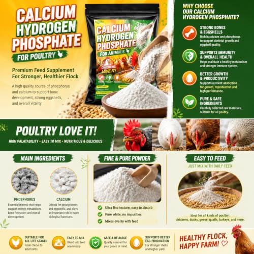 Dicalcium Phosphate Feed Grade, Calcium & Phosphorus Mineral Supplement, Livestock and Poultry Feed Additive for Cattle, Sheep, Chicken, Duck and Backyard Farm Animals 16 oz (16 oz)