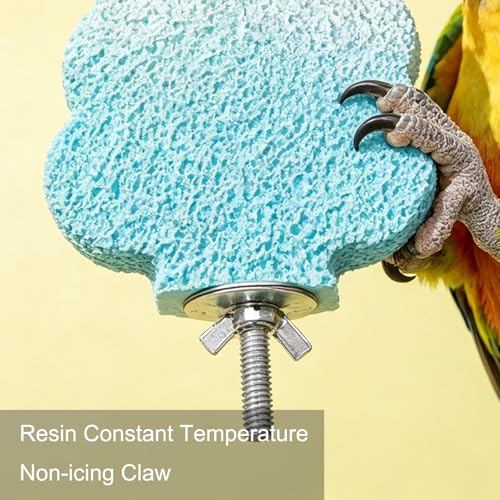 2pcs Resin Parrot Perch Stand Toy, Anti-Slip Bird Beak Grinding Stone for Cage, Washable Claw Trimmer Care Stand for Budgie, Conures, Parakeets Cage Accessories