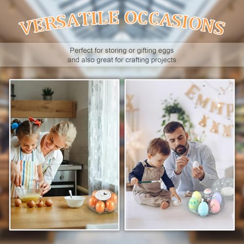 Zhehao 25 Pack Round Egg Cartons with Date Stickers Clear Plastic Half Dozen Egg Cartons Bulk Reusable Holders Fresh Eggs Storage for Family Pasture Farm Markets Display