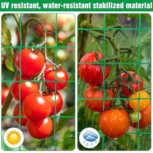 Unves Trellis Netting, 26.2 x 6.6 Ft Garden Trellis for Climbing Plants, 27 Strands & 4x4 Inch Mesh Plant Net for Tomato, Cucumber, Heavy Duty Net for Vegetables, Fruits, Grapes, Bean - size: 26.2 x 6.6 Ft