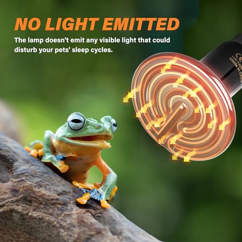 HealSmart Reptile Heat Lamp 75W 2-Pack Ceramic Heat Emitter, No Light Emitting Heat Bulbs for Amphibian Pet Brooder Coop Incubating Chicken, Lizard Bearded Dragon Turtle Snake Terrarium, Black - size: 75 Watts, style: D-75mm (2.95")