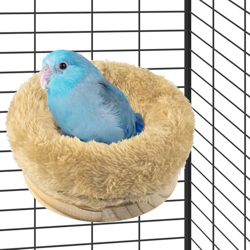 DBNESS Small Bird Nest for Cage, Removable Plush Parrot Hammock Warm Resting Perch Platform for Budgies Cockatiel Conure Parakeet Hamster Washable Breeding Sleeping Lay Eggs Nesting - size: S