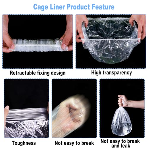 30 Pcs Large Rabbit Cage Liner Disposable Bunny Cage Liner Bag 34'' X 22''- Clear Elastic Pet Toilet Film Small Animal Tray Covers for Bunnies Ferrets Chinchillas Birds - Leak Proof & No Mess