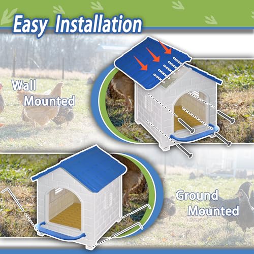 Chicken Nesting Box for Laying Eggs 1/2/3 Pack Large Easy to Assemble Hen Plastic Nesting Box with Washable Nesting Pad for Chicken Coop Wall or Ground Mounted (2 Pack) - size: 2 Pack