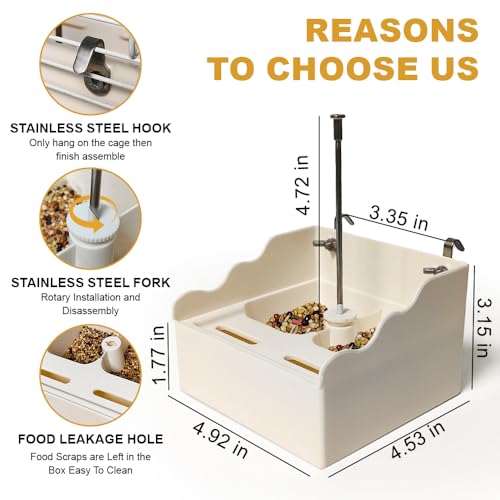 No Mess Bird Feeder for Cage, 3 in 1 Parrot Cage Feeder and Food Bowl with Fruit Vegetable Holder, Bird Bath for Cage, Perfect for Small and Medium Parrots, Conures, Parakeet