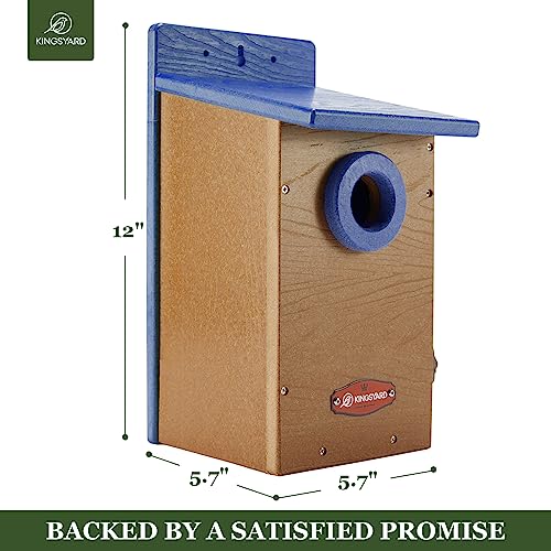 Kingyard Bluebird House, Outdoor Bird House with Predator Guard | Recycled poly lumber nesting box with a 1.5-inch entrance hole, clear viewing panel, bottom ventilation holes