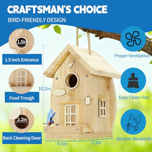 DIY Birdhouse Kit for Adults - Wooden Craft House to Build and Paint, Complete Set with Brushes, Non-Toxic Paint, Sandpaper & Glue, Creative Garden Yard Patio Decor Gift Idea