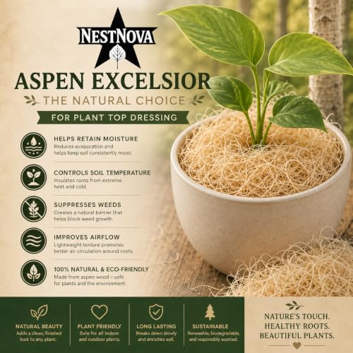 NestNova™ Aspen Excelsior, 2 lb Box of USA-Grown Aspen Fiber. Eco-Friendly Material for Chicken coops, Small pet Bedding, Crafts, and Gift Baskets. Biodegradable and Hand Packed. 2 Boxes (4 lbs)