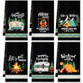 Boyiee 6 Pcs Camping Kitchen Towels Black Absorbent Dishcloth | Bonfire Tent Car Tea Towels with Funny Sayings 24 x 16 Inches Novelty Gifts for Rv Campers Happy Camper Accessories - color: Black Camping