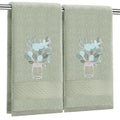 SmoothNovelty 2 Pcs Eucalyptus Hand Towels for Bathroom Decor 14x29 Inch | Embroidered Bathroom Hand Towels, 100% Cotton, Soft Absorbent, Sage Green Bathroom Kitchen Decor - style: Eucalyptus