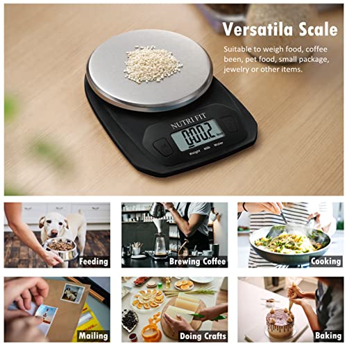 Digital Food Scale Small Kitchen Scales Weight in Grams Oz Black | Stainless Steel Panel, 1g Increment, Max 11lbs, Extra-Small Size, Smart Tare, Cooking Baking Weight Loss, Backlit LCD Display - color: Elegant Black