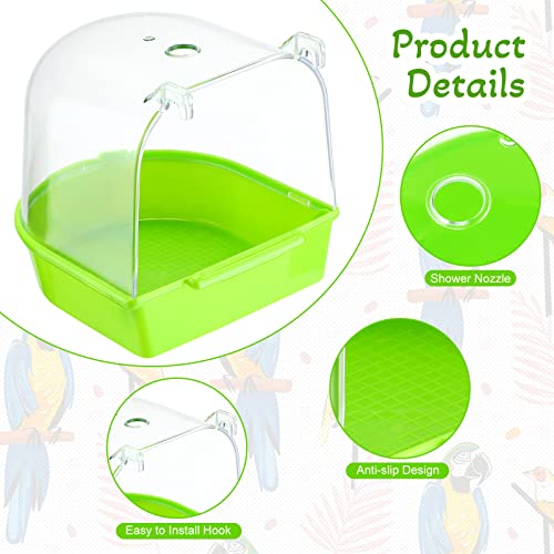 Honeydak 3 Pieces Clear Bird Bath for Cage Parakeet Bird Cage Accessories Hanging Bath Box Parrot Bathing Tub with Clear View for Cockatiel Conure Canary Budgies Parrots Blue Green White - color: Classic Colors