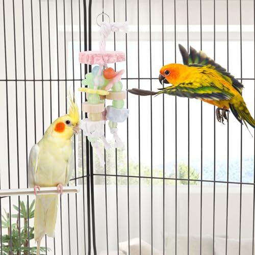 Hypeety Bird Calcium Teeth Grinding Stone Chew Treats Toy Beak Buffer Stone for Hamster Bird Parrot African Grey Parakeets Cockatiels Conures Amazons Small Animal Cage Hanging Bite - color: Calcium Stone