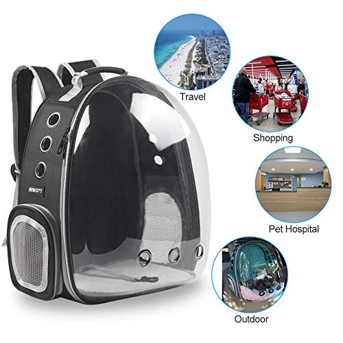 Cat Backpack Carrier, Pet Backpack, Breathable Cat Dog Space Capsule Backpack, Airline-Approved for Small Cats Dogs Birds Bunny Travel Hiking - color: BLACK