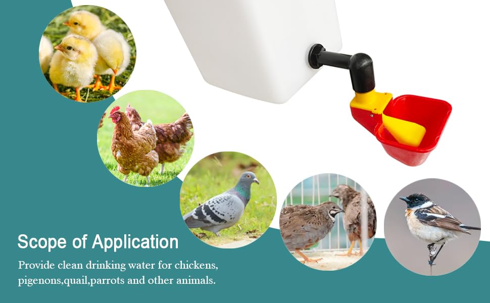 C Automatic Waterer System Chick Drinker Cups 1L Hanging Automatic Fill Poultry Watering Cup Used for Cages (red, 1)