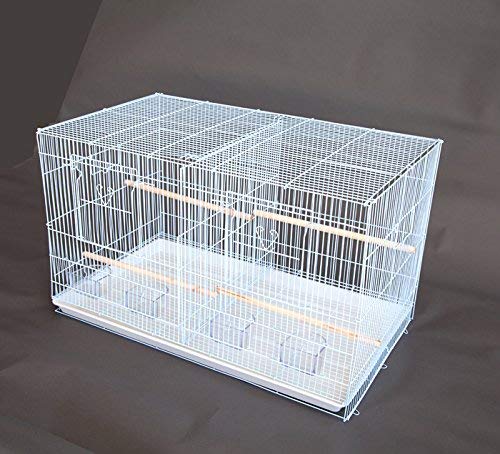 Seny Set of 3 Breeding Bird Carrier Cage with Central Dividor L30xW18xH18 on Stand (White) - color: White