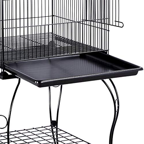 Yaheetech 59-Inch Rolling Standing Medium Dome Open Top Bird Cage for Parrots Cockatiels Sun Conures Parakeets Lovebirds Budgies Finches Canary Pet Bird Cage with Removable Stand