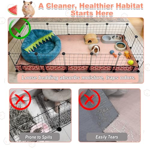 Waterproof Guinea Pig Cage Liners, Washable & Reusable Small Animal Cage Mat, for Rabbit, Hamster, Chinchilla, Hedgehog (Watermelon),C&C 36x36 inches - size: C&C 3x3(36x36 inches)