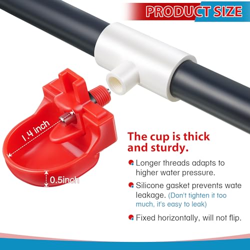Dreyoo 8 Pack Automatic Chicken Waterer System Pipeline Complete Set | Including 1/2" PVC Tee Fittings, PVC Pipe, Chicken Water Cups, Float Valve Controlled Automatic Chicken Nipple Waterer Cups