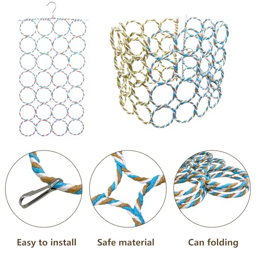 Bird Swing Climbing Rope Net Toys 14 x 24 Parakeet Hemp Rope Perch Swing Ladder Bridge Hanging Hammock Small Animal Activity Toy for Parrot Lovebirds Hamster Mice Rat Ferret (Random Color)(1 Pcs) - size: 1Pcs