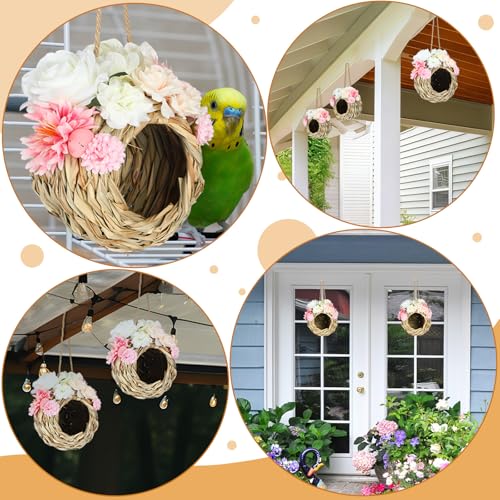Novabright Spring Flower Bird Houses for Outside Hummingbird Gift Nest Hanging Bird House Spring Outdoor Decoration for Hummingbird Garden Patio Lawn Window Outdoor Home Decoration Gift