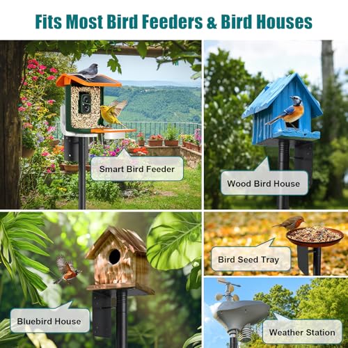 Heavy Duty Bird Feeder Pole - 103" Extra Tall Bird House Stand Outdoor, Anti-Tip Stakes & Stable Mount for Smart Camera Birdfeeder,Bluebird House, BirdBuddy, Birdfy - size: 103 inch