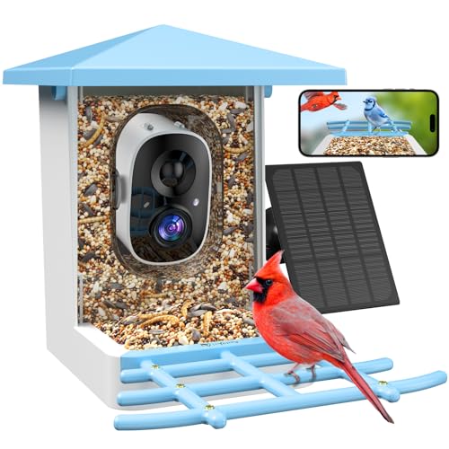 G08 Smart Bird Feeder with Camera, 2K, AI Bird ID, 5W Solar, Blue | Motion alerts, full-color night vision, VicoHome app, IP65 housing, 2.4GHz WiFi and 1.3L seed capacity. - color: G08BLUE
